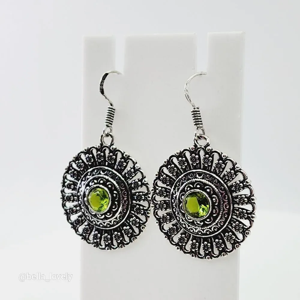 Peridot Handmade Drop Dangle Earrings Jewelry 1.6
